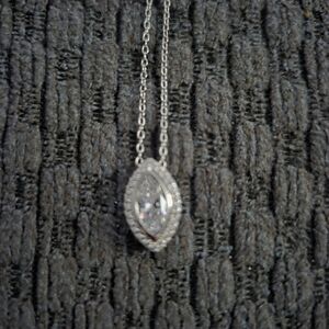 Dazzling Silver Marquise Pendant Necklace